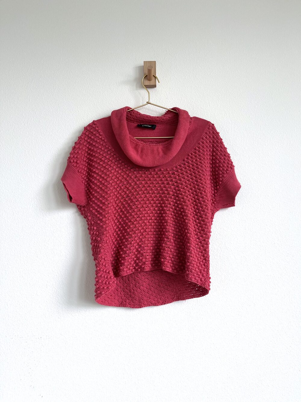 Cotelac Paris Angora Blend Popcorn Knit Cowl Neck Sweater Top